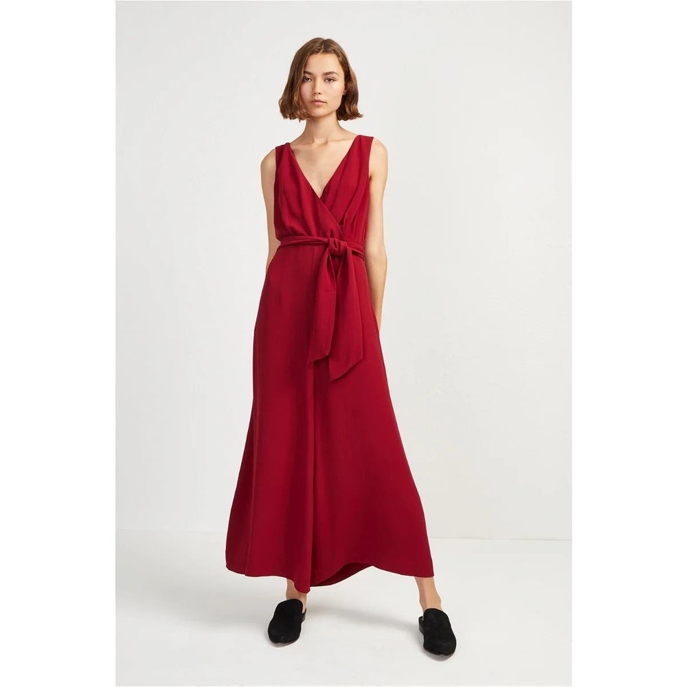 French Connection Bessie Red Sleeveless Crepe Jumpsuit Size 2